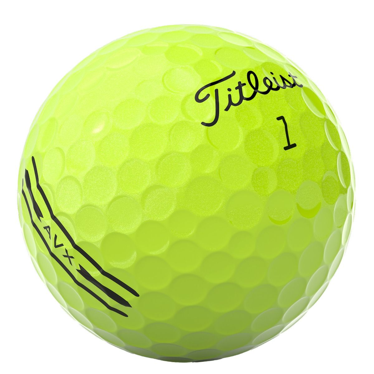 Yellow golf ball with Titleist branding on a white background