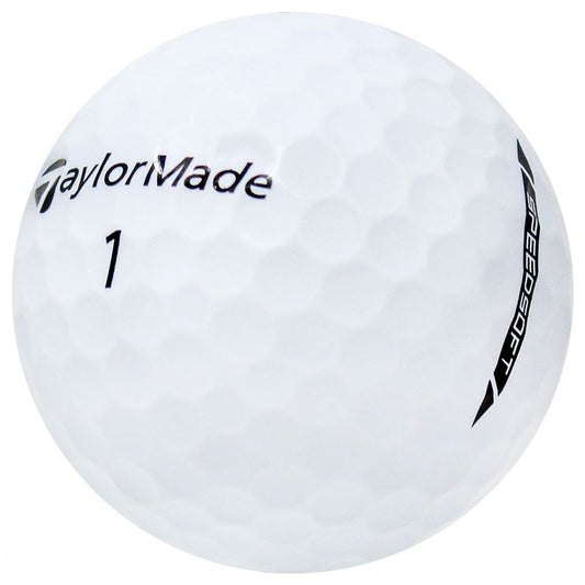 White golf ball with TaylorMade logo on a white background